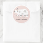 Sticker Rond Polar Bear Winter Wonderland Rose Anniversaire (Sac)