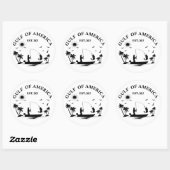 Sticker Rond Pôle de pêche du golfe d'Amérique patriotique amér (Feuille)