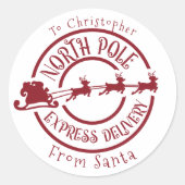Sticker Rond Pôle Nord De Père Noël Poteau Express (Devant)