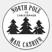Sticker Rond Pôle Nord De Père Noël timbre postal (Devant)
