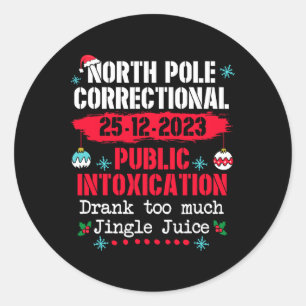 Sticker Rond Pôle Nord Intoxication publique Buvez trop Jing
