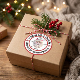 Sticker Rond Pôle Nord Livraison de Santa Personnalisé Noël