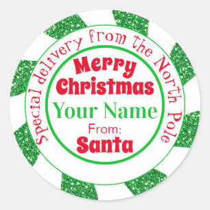 Sticker Rond Pôle Nord Livraison Spéciale de Noël Classique Ron