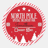 Sticker Rond Pôle Nord Livraison spéciale Noël Grand (Devant)