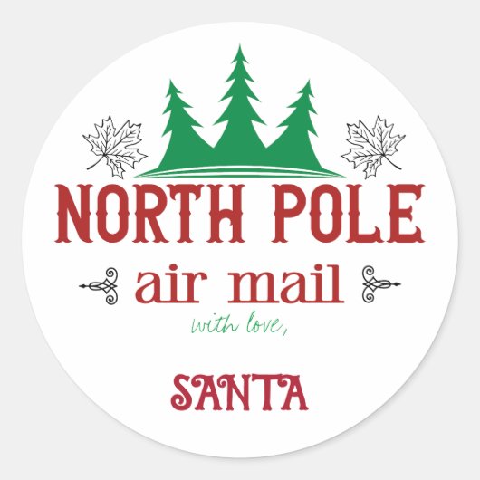 Sticker Rond Pôle Nord mail, avec amour Père Noël (Devant)