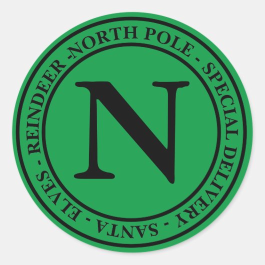 Sticker Rond Pôle Nord Noël Livraison spéciale Vert (Devant)