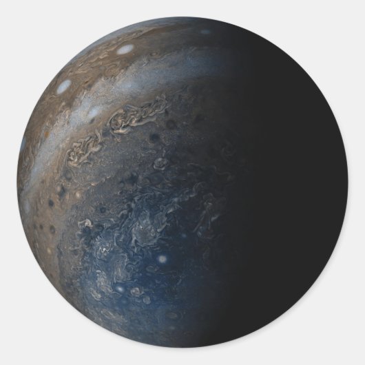 Sticker Rond Pôle sud de Jupiter image de Juno (Devant)