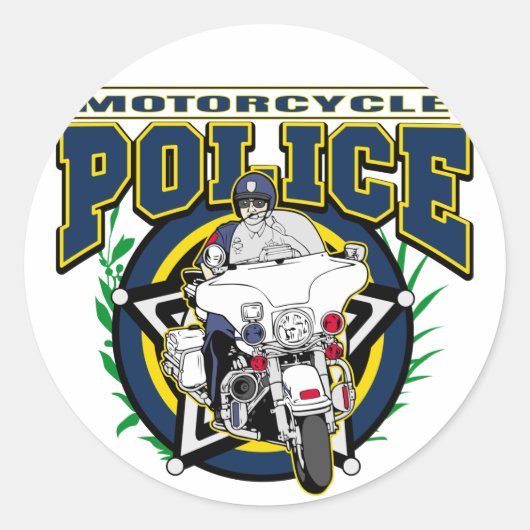 Sticker Rond Police à moto (Devant)