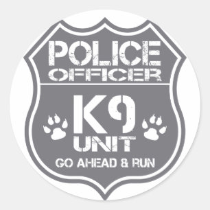 Sticker Rond Police Agent K9 Unité Aller devant