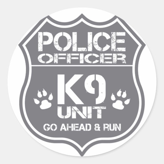 Sticker Rond Police Agent K9 Unité Aller devant (Devant)