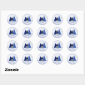 Sticker Rond Police Christmas Blue Holiday Tree Retourner l'adr (Feuille)