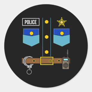 Sticker Rond Police Costume uniforme Cool Easy Halloween Police