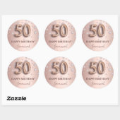 Sticker Rond police de ballons de diamants rose or rose 50e ann (Feuille)