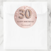 Sticker Rond police de ballons rose or rose étoiles 30e anniver (Sac)