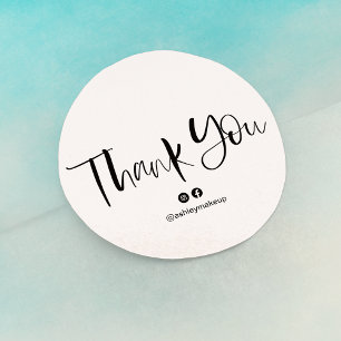 Sticker Rond police de bracelet de typographie Merci noir et bl