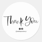 Sticker Rond police de bracelet de typographie Merci noir et bl (Devant)