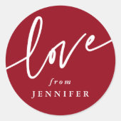 Sticker Rond Police de script "Love" personnalisée Stic rond cl (Devant)