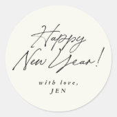 Sticker Rond Police de script noir Bonne année (Devant)