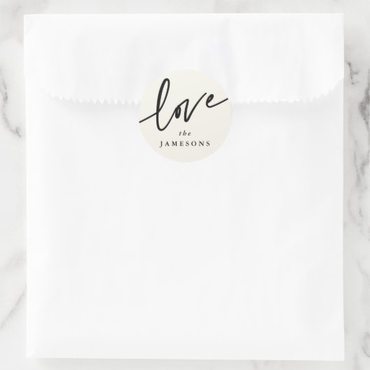 Sticker Rond Police d'écriture 'Amour' personnalisée (Sac)