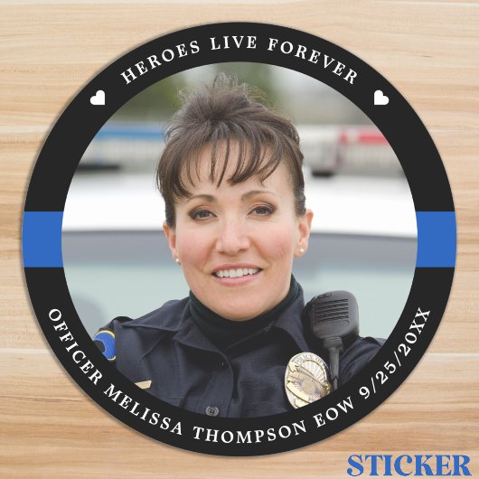 Sticker Rond Police Mémorial Fallu Officier Héros Vivent Pour T