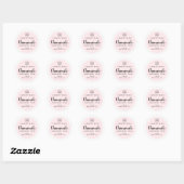 Sticker Rond police mignonne blanc pâle rose blanc produit étiq (Feuille)