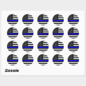 Sticker Rond police mince ligne bleue drapeau usa etats-unis am (Feuille)