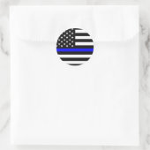 Sticker Rond police mince ligne bleue drapeau usa etats-unis am (Sac)