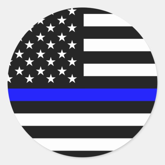 Sticker Rond police mince ligne bleue drapeau usa etats-unis am (Devant)