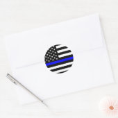 Sticker Rond police mince ligne bleue drapeau usa etats-unis am (Enveloppe)