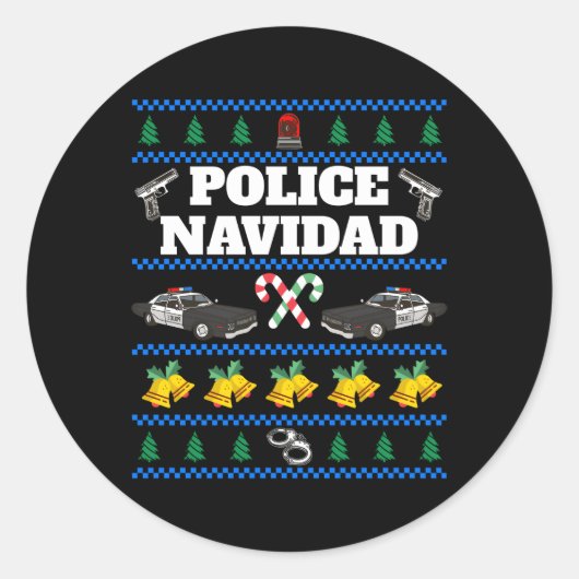 Sticker Rond Police Navidad Ugly (Devant)