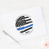 Sticker Rond Police Officer Party Thin Blue Line Thank You (Enveloppe)