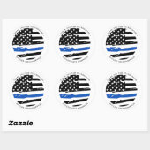 Sticker Rond Police Officer Party Thin Blue Line Thank You (Feuille)