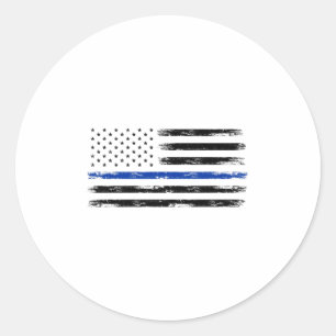 Sticker Rond Police Officier Us États-Unis Drapeau Américain Mi