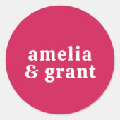 Sticker Rond Police rétro rose chaud Mariage moderne (Devant)