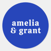 Sticker Rond Police Rétro Royal Blue Mariage moderne (Devant)