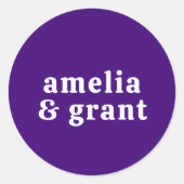 Sticker Rond Police rétro violet Mariage moderne (Devant)