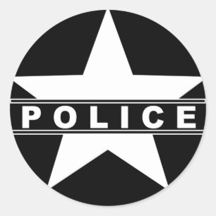 Sticker Rond police star text département badge loi symbole