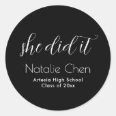 Sticker Rond Polices élégantes et noires modernes Graduation (Devant)