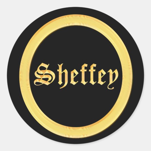 Sticker Rond Polices Sheffey - Monogramme noir et or (Devant)