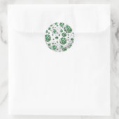 Sticker Rond Polis Dot Vache vert et blanc Impression (Sac)