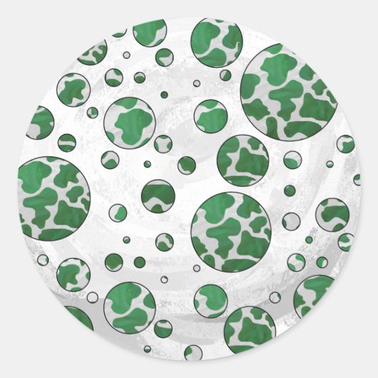 Sticker Rond Polis Dot Vache vert et blanc Impression (Devant)