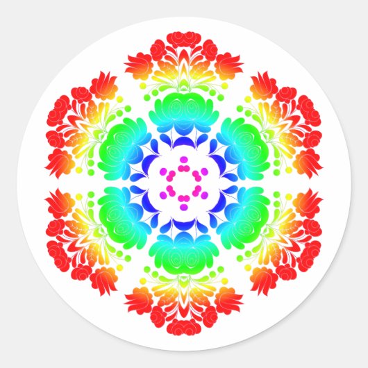 Sticker Rond Polish design flowers (Devant)