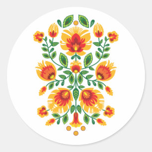 Sticker Rond 💛 🧡 ❤️ Polish superbe Folk Wycinanki