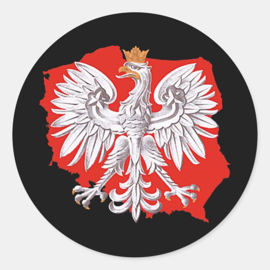 Sticker Rond Polish White Eagle Poland Map Polska Family (Devant)