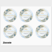 Sticker Rond Polished Dusty Blue Gold Greenery 15th Birthday   (Feuille)