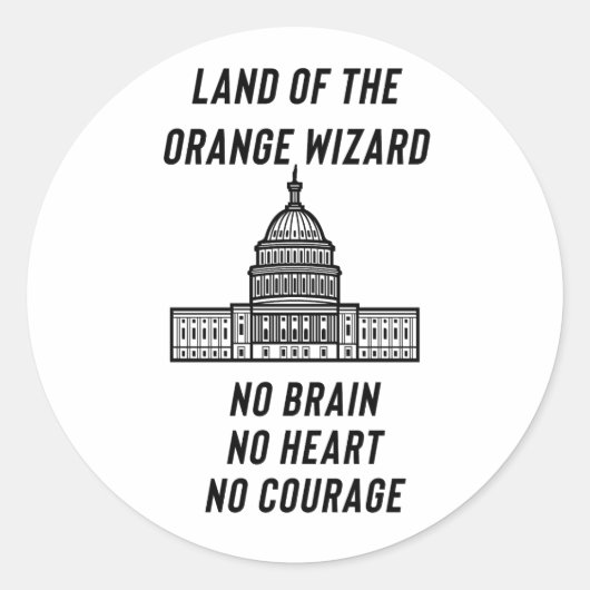 Sticker Rond Political Satire: The Orange Wizard’s Capitol (Devant)