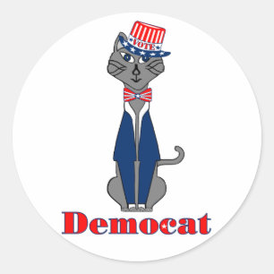 Sticker Rond Politique de vote démocratique de chats drôle