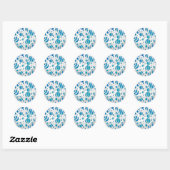 Sticker Rond Polka blanc et bleu Zebra (Feuille)