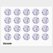 Sticker Rond Polka blanc et violet dalmate (Feuille)