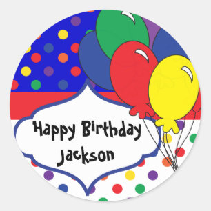 Sticker Rond Polka colorée point anniversaire
